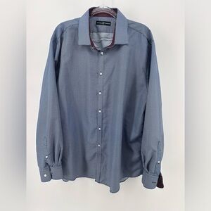 Society Of Threads Shirt Mens Size XL 17.5 Long Sleeve Button Up Contrast Collar